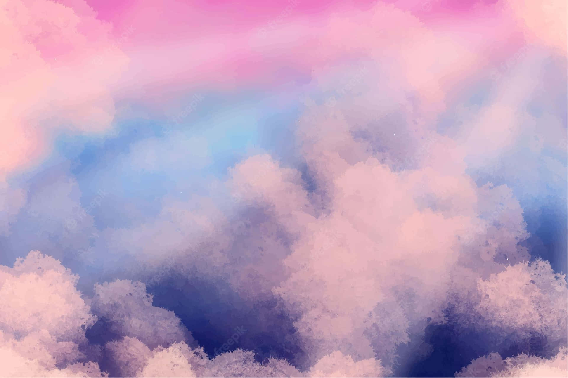 Unahermosa Puesta De Sol Con Nubes Suaves De Color Rosa Y Azul. Fondo de pantalla