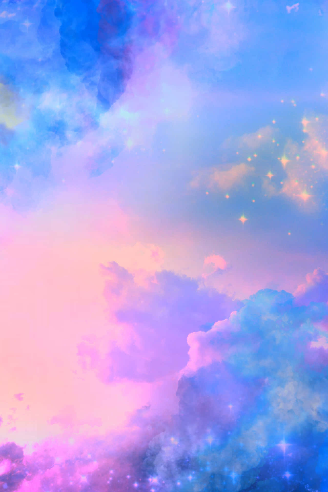 Nuvenscor De Rosa E Azul Sonhadoras No Céu. Papel de Parede