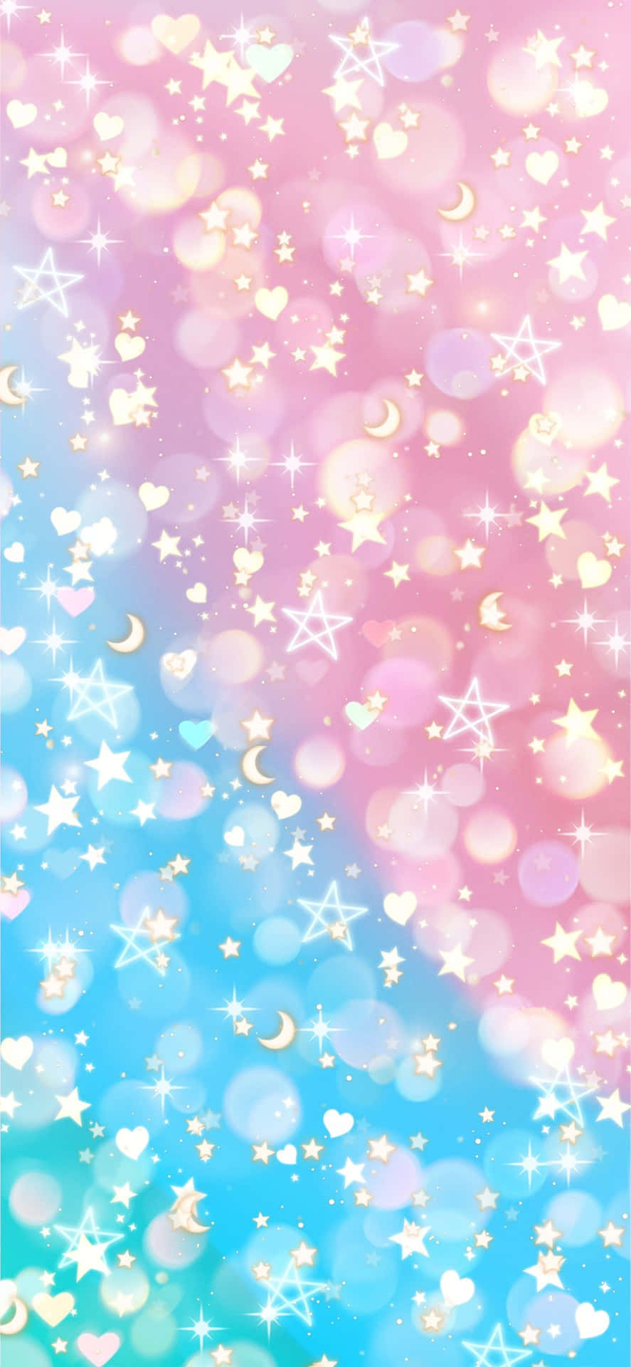 Pink And Blue Cute Stars Digital Art Wallpaper