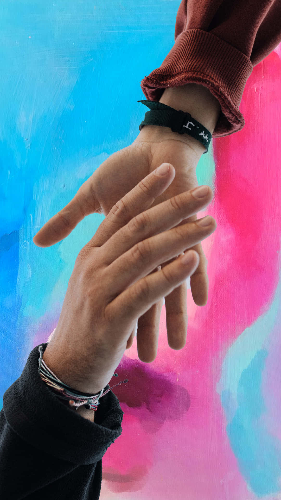 Rosaoch Blå Handskakning. Wallpaper