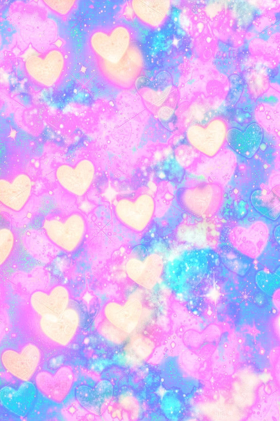 Pink And Blue Hearts Wallpaper
