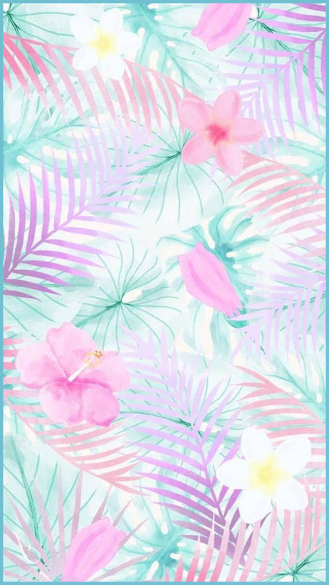 Pink And Blue Leaves Aesthetic