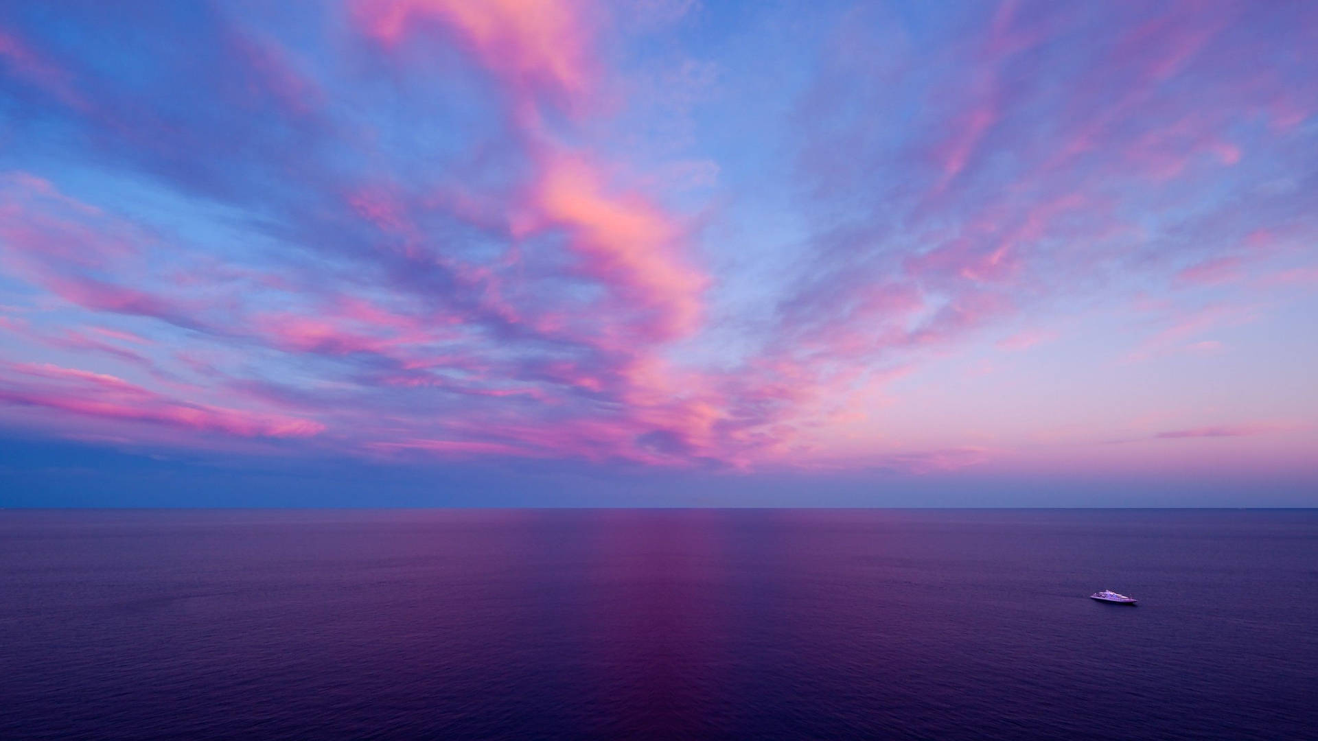 Lyserød og Blå Oceanhimmel Panorama Wallpaper