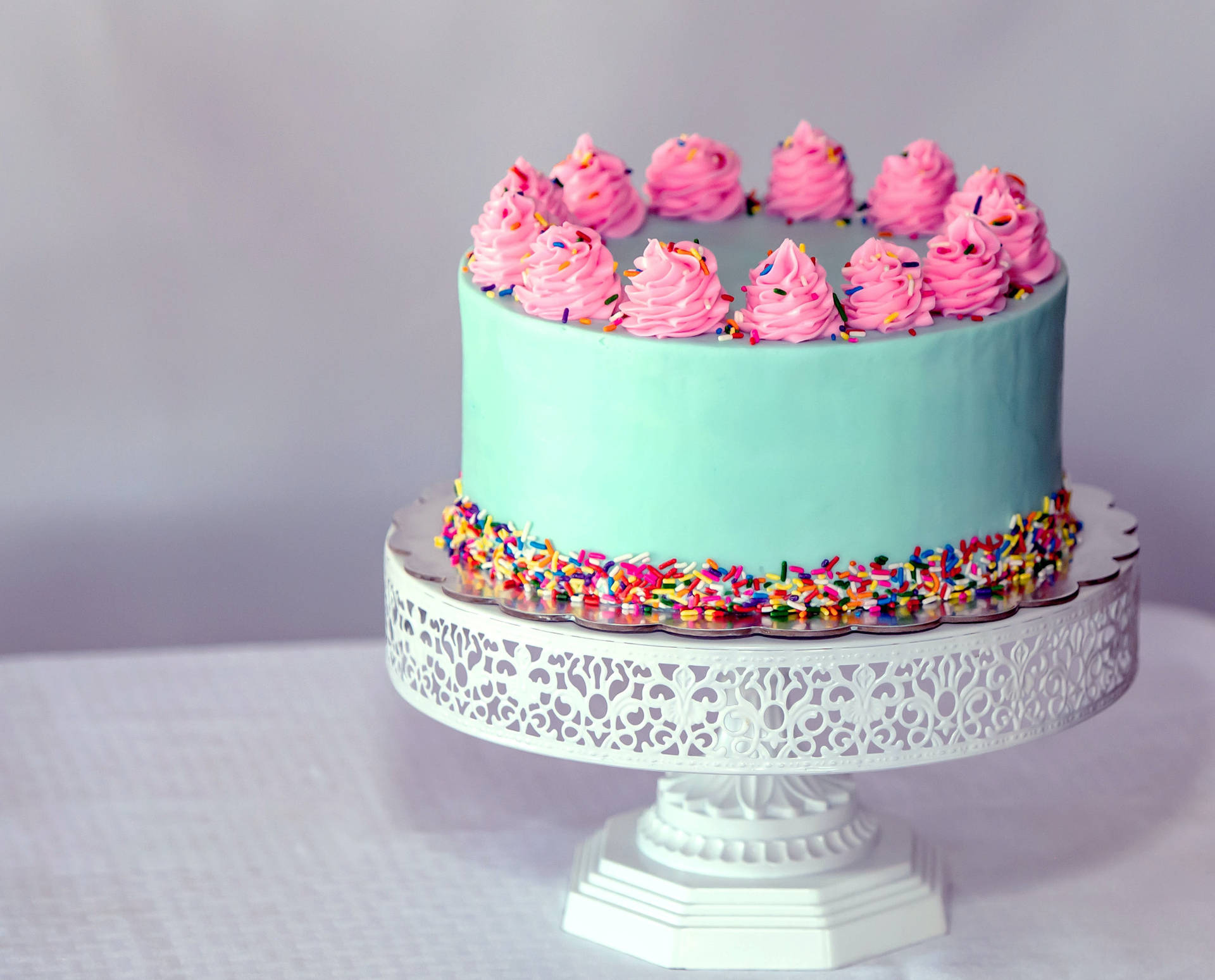 Pink And Blue Rainbow Cake