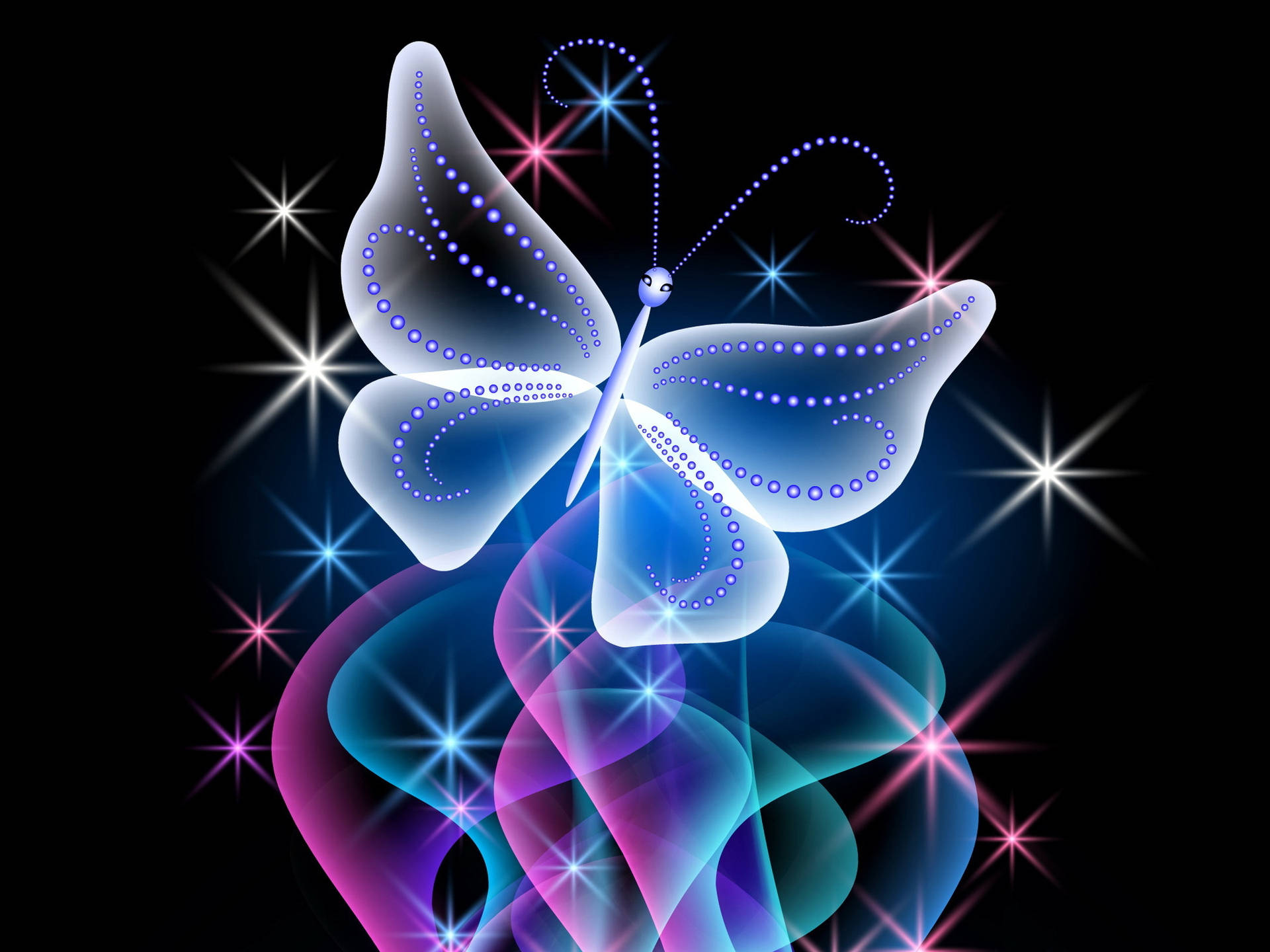 Pink And Blue Sparkle Butterfly Wallpaper