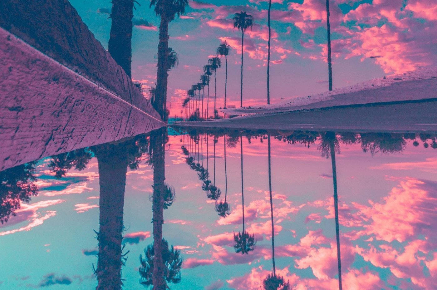 Pink And Blue Street Wallpaper