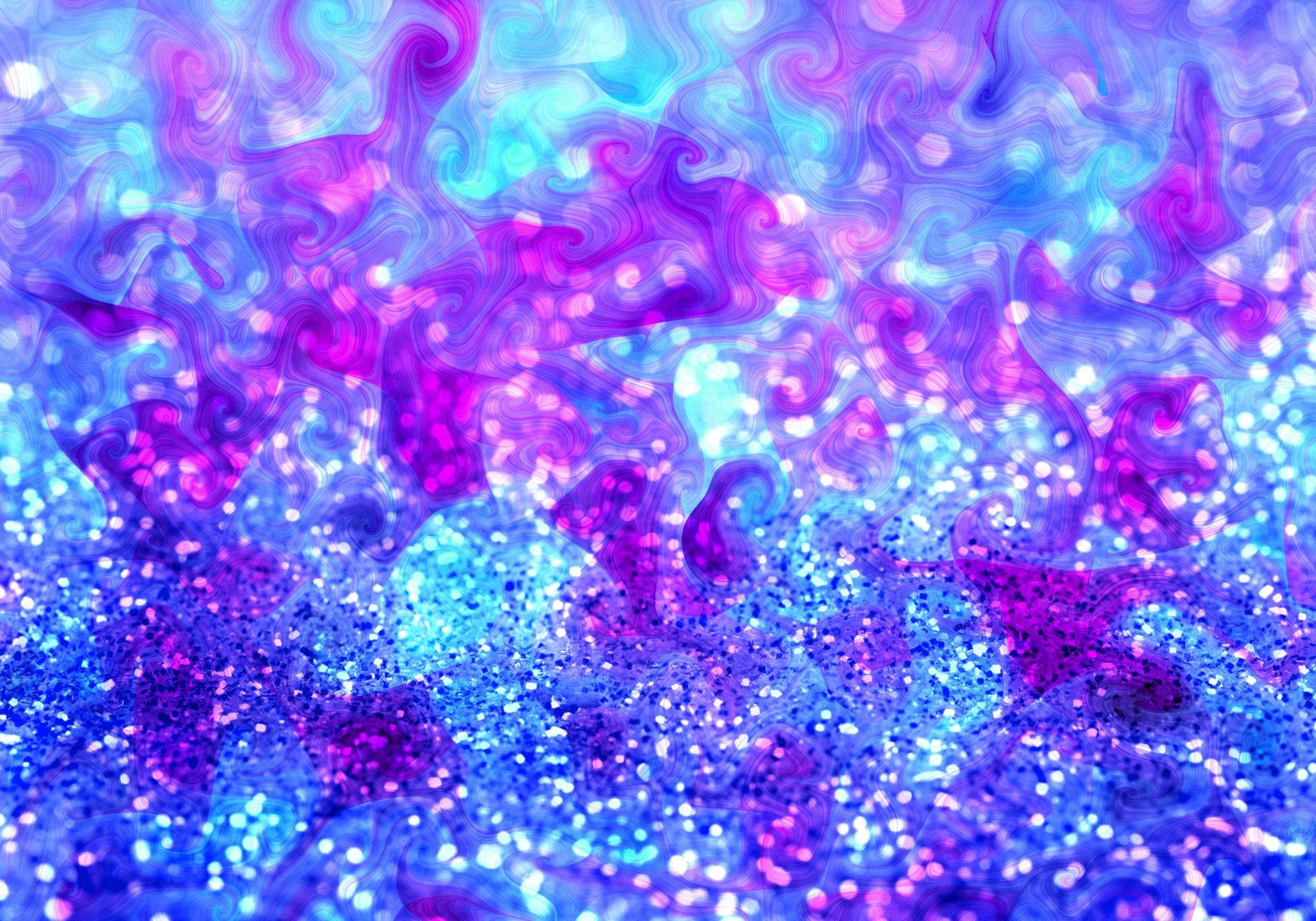 Pink And Blue Swirling Glitters Wallpaper