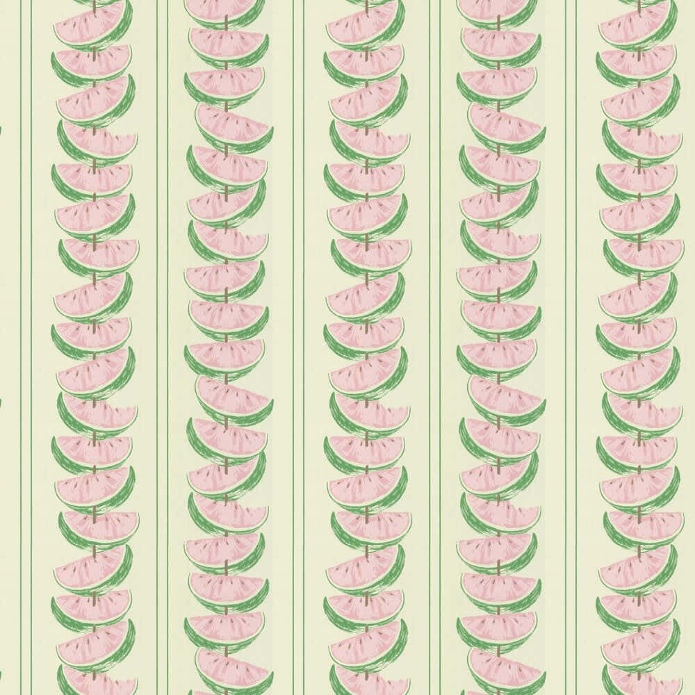 Rosaund Grünes Ästhetisches Wassermelonemuster-kunst Wallpaper