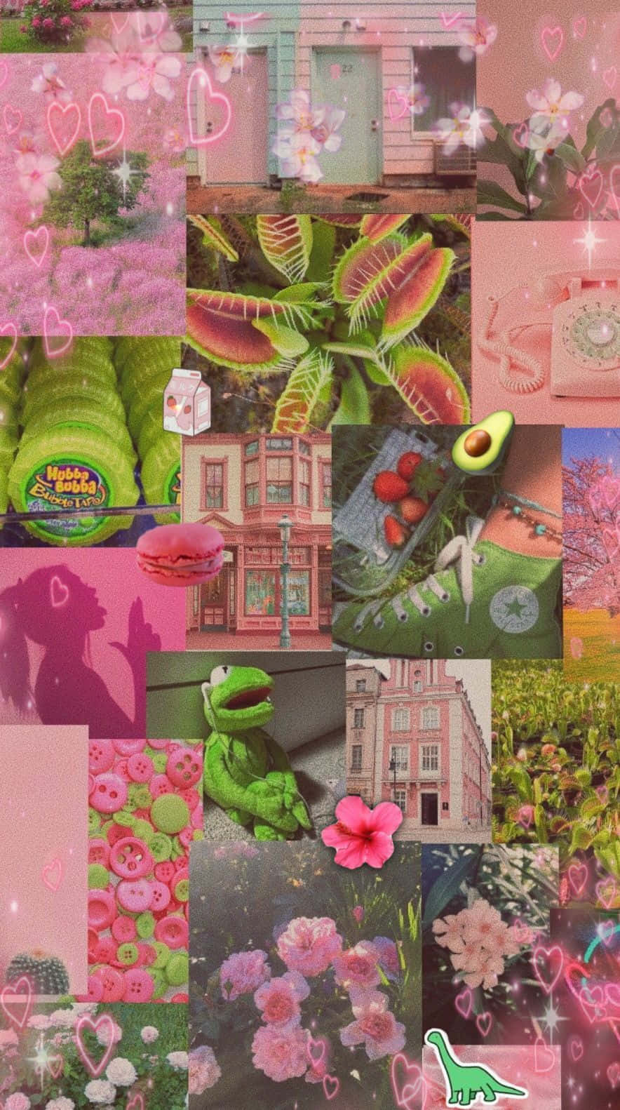 Wunderschönerblühender Garten Mit Rosa Und Grünem Ästhetischem Hintergrundbild. Wallpaper