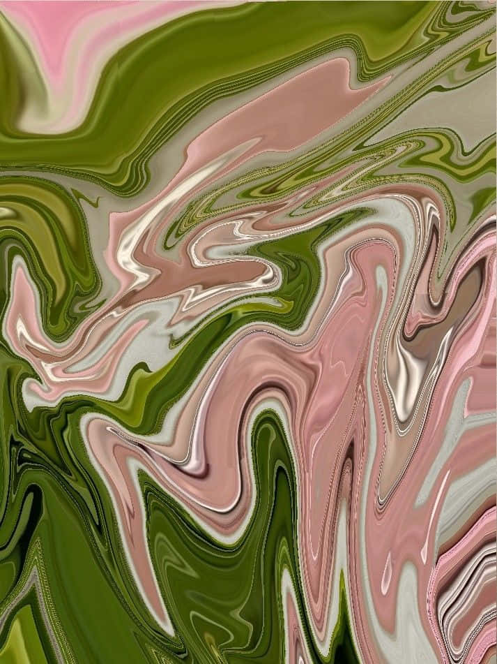Rosa og Grøn Aestetisk Marmor Design Wallpaper