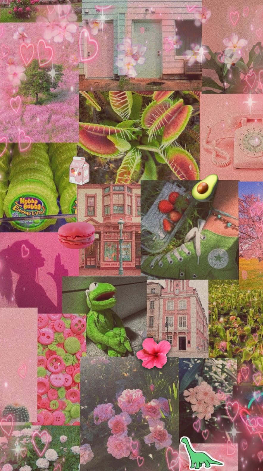 Pink And Green Background Buttons Plants