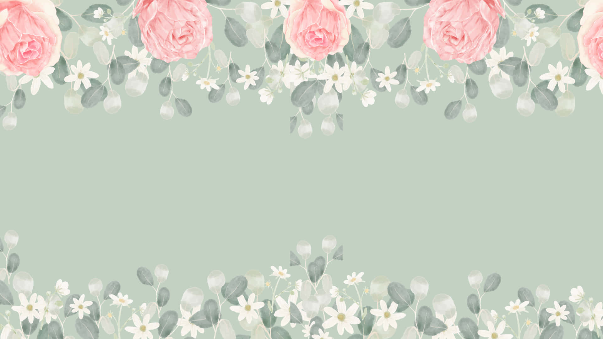 Rosaund Grüner Hintergrund Mit Rosenblumen