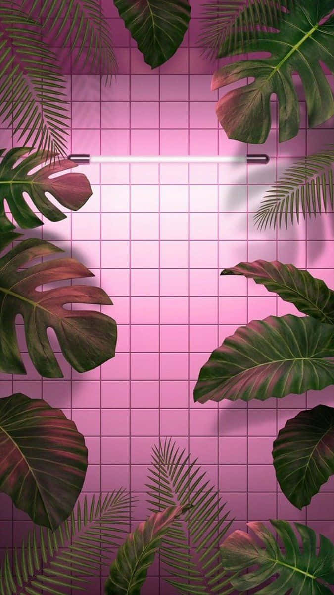 Pink And Green Background Shiny Tiles