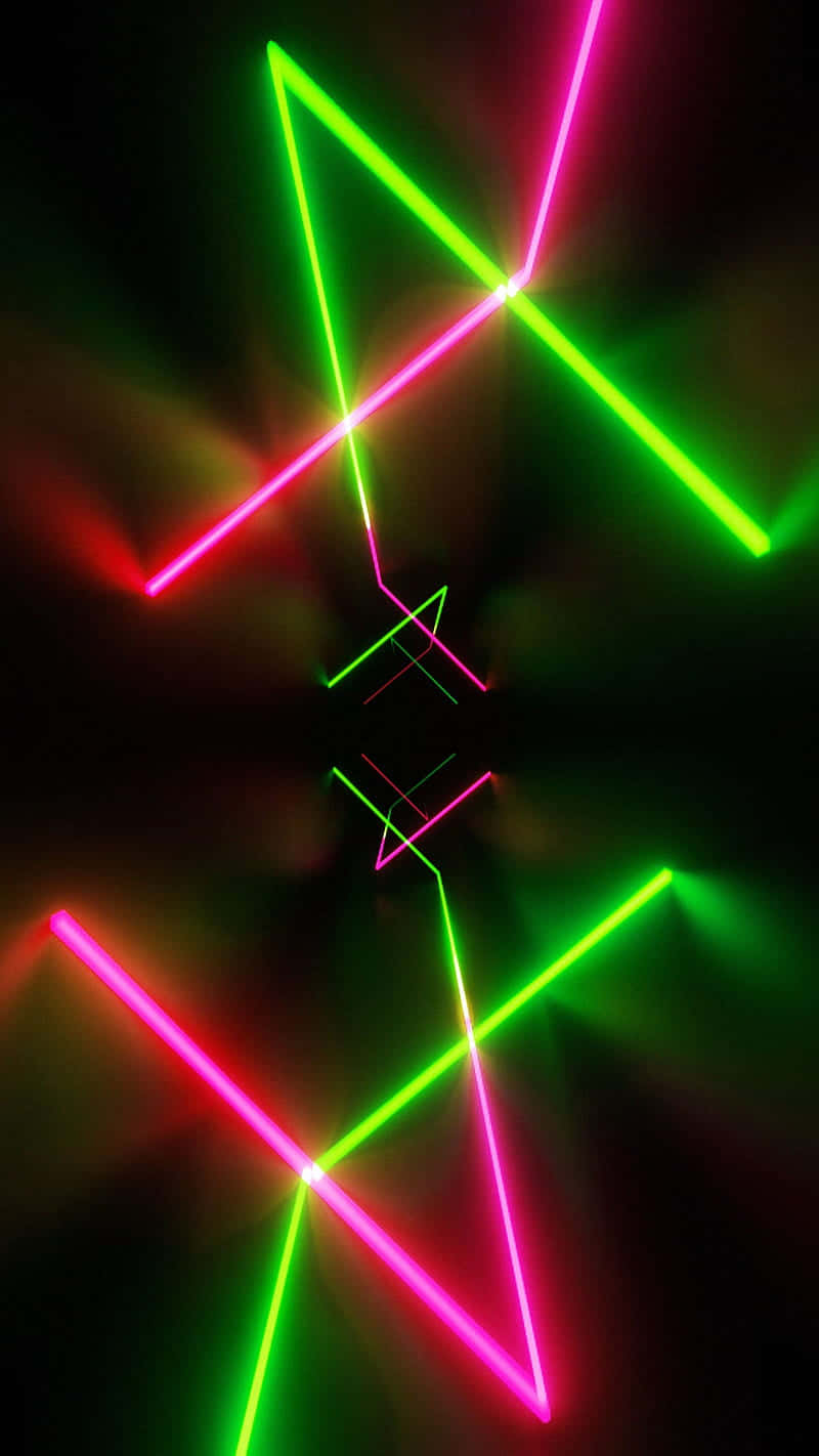 Rosaund Grüner Hintergrund Mit Neonfarbenen Linien