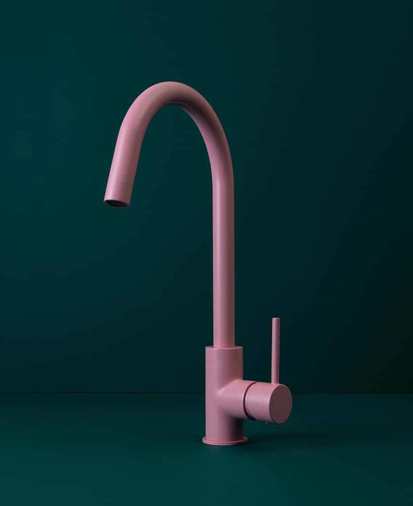 Pink And Green Background Kitchen Faucet