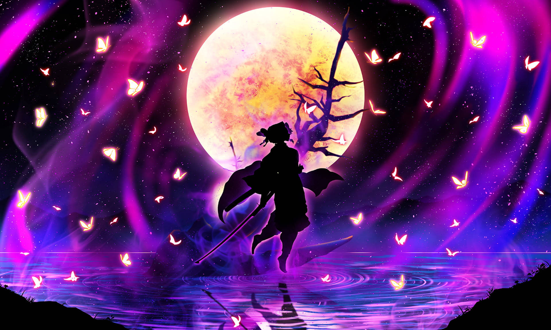 Pink And Purple Anime Shinobu Pfp Digital Art Wallpaper