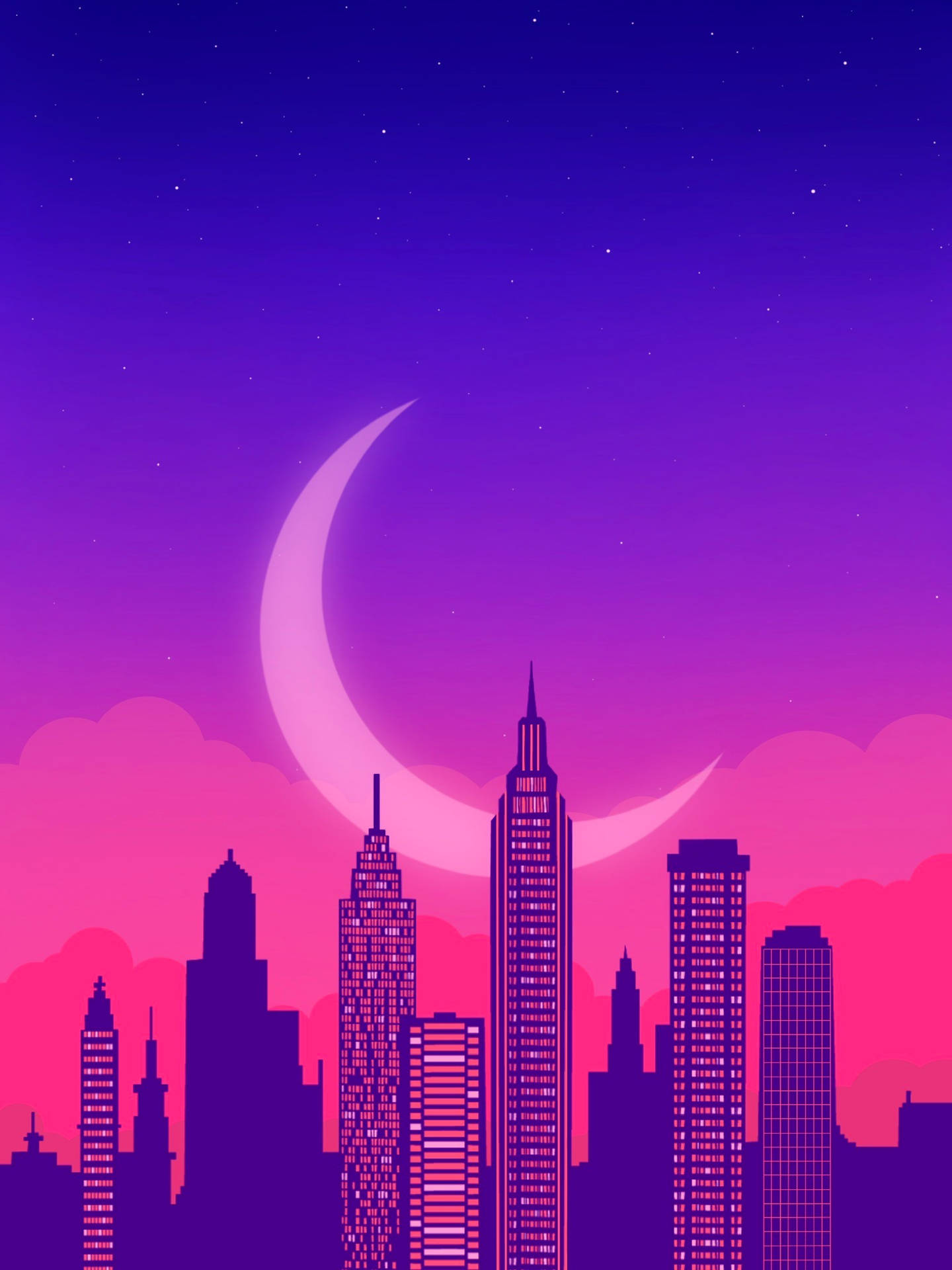 Pink And Purple Synthwave City Art Wallpaper
