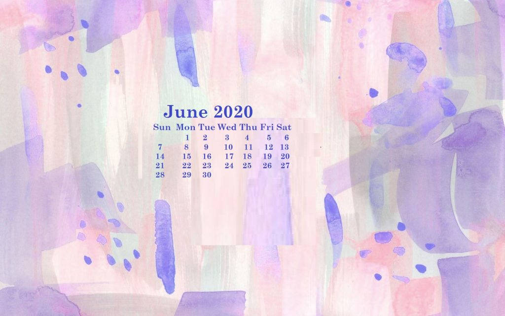 Pink And Purple Watercolor June Calendar