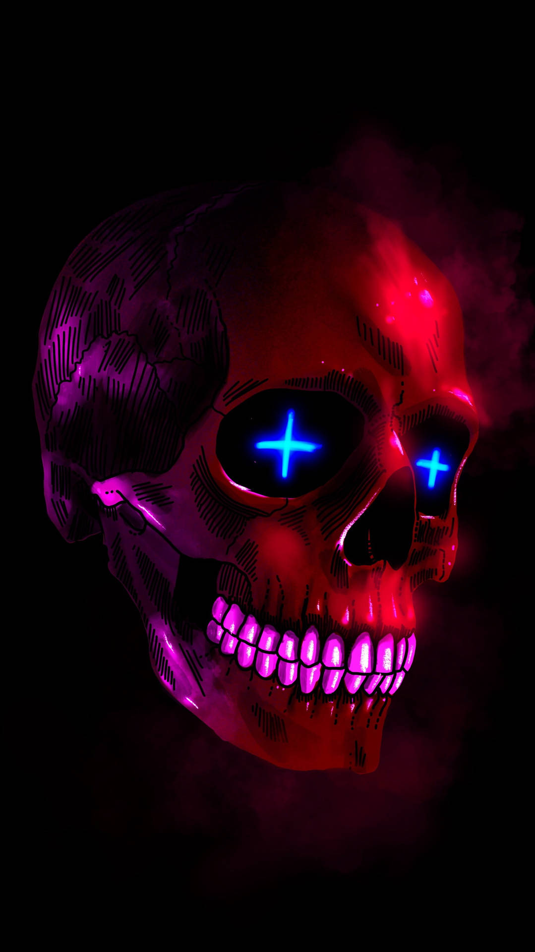 Pink And Red Gangster Skull Wallpaper