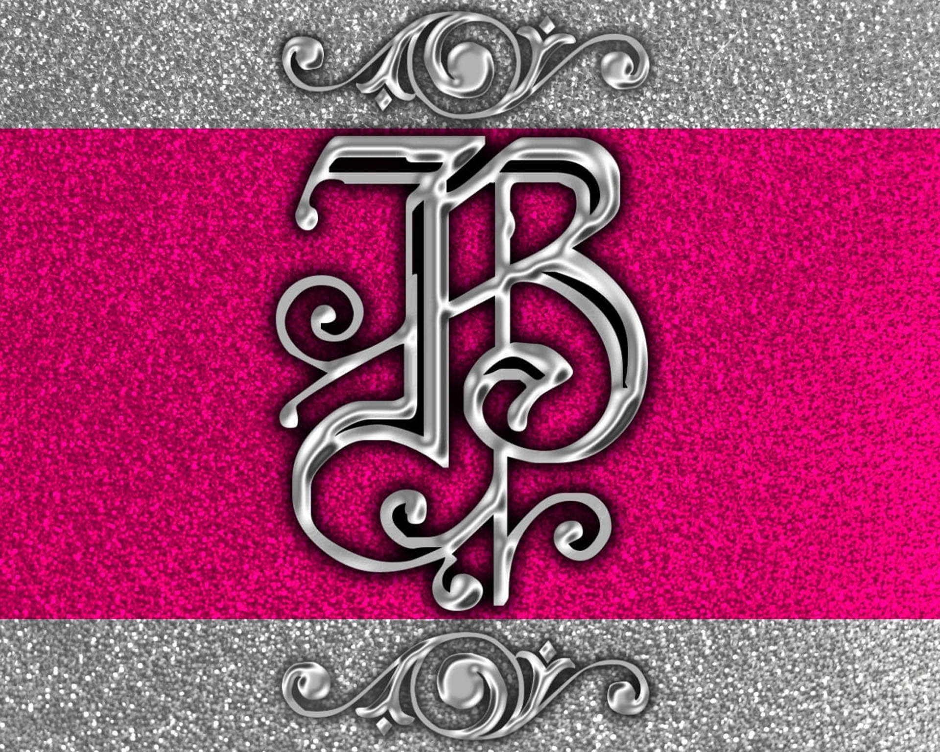 Pink And Silver Letter B Wallpaper
