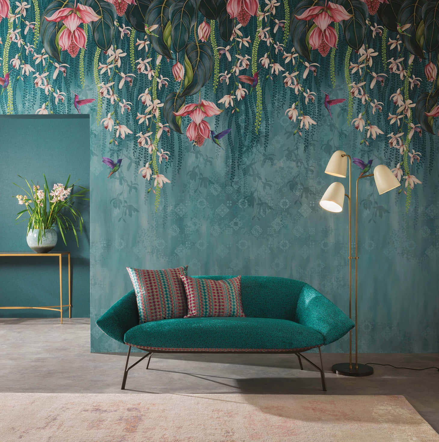 Living Room Pink And Teal - Wallpaper Wallpaper
