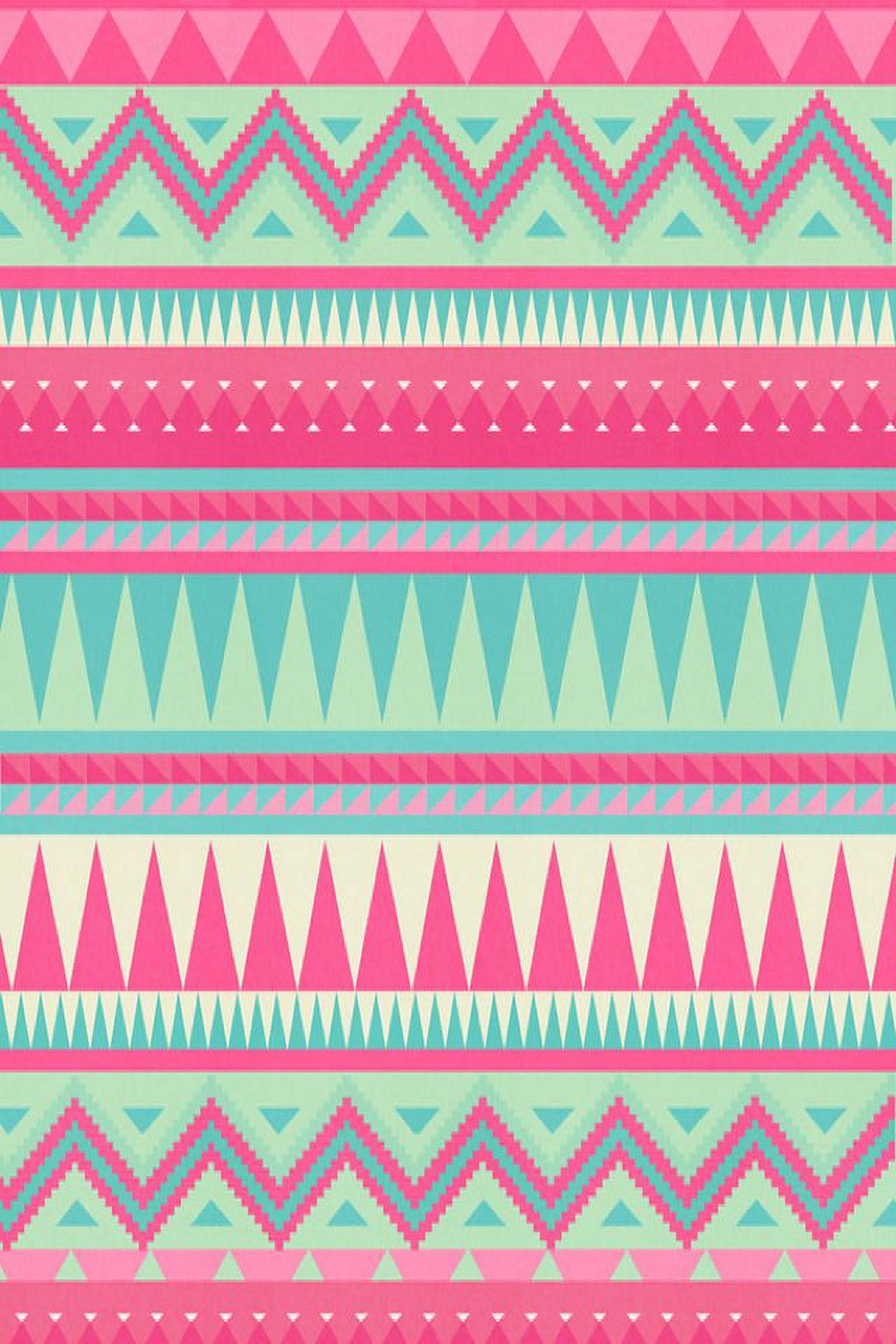 Vibrant Pink and Teal Tribal Pattern Wallpaper