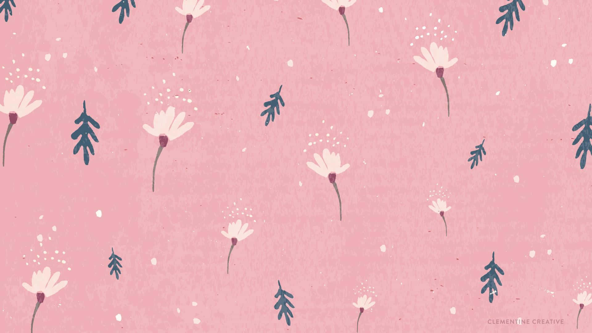 Lys og munter Pink og Hvid Blomster Wallpaper