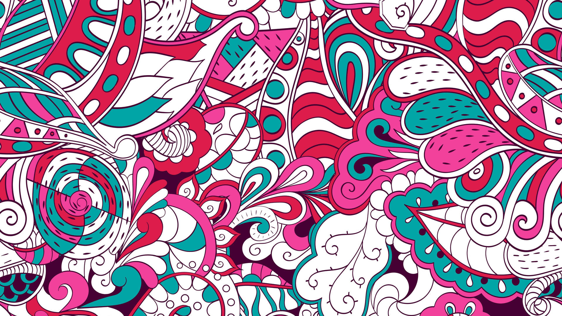 Pink And White 4k Doodle Background