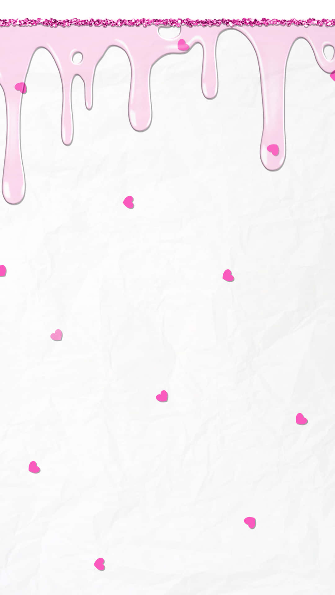 Pink And White Aesthetic Drippy And Hearts Wallpaper