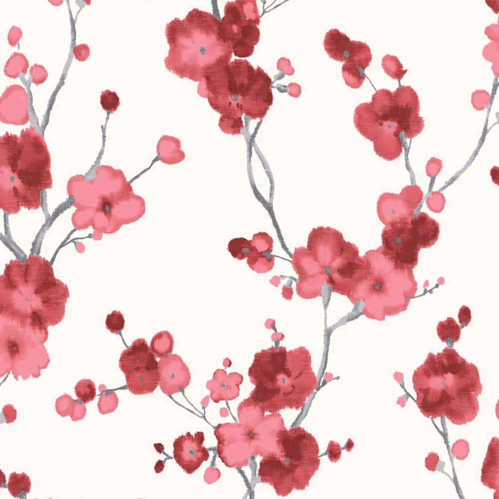 A Red And Gray Floral Wallpaper Wallpaper