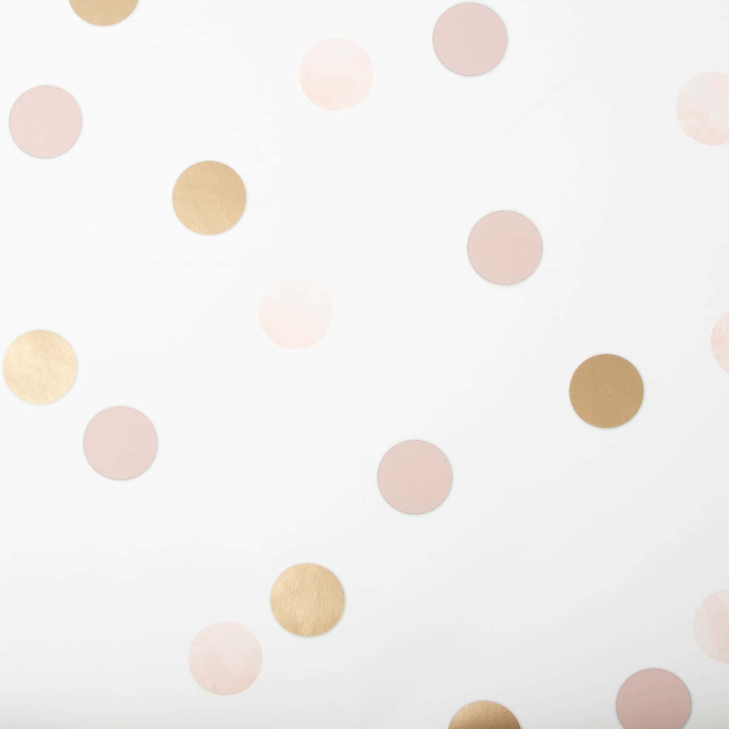 Gold, Pink, And White Polka Dot Wallpaper
