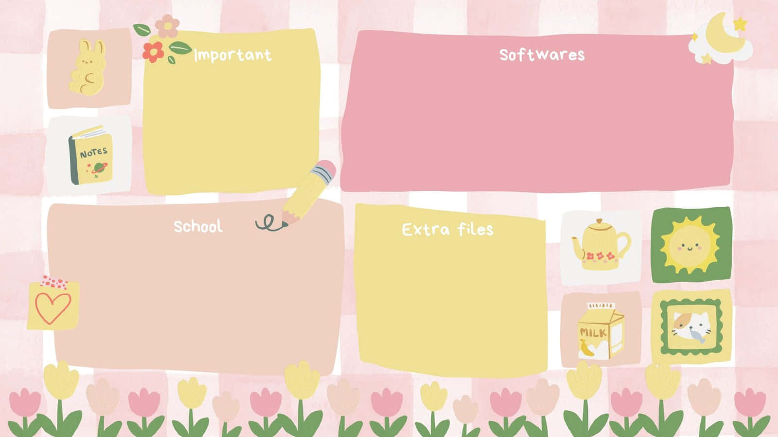 Pink And Yellow Cute Pc Idea Wallpaper