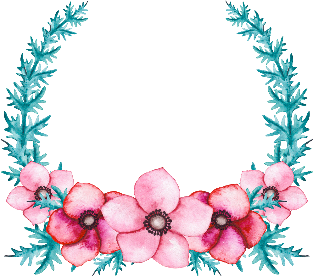 Pink_ Anemone_ Flower_ Wreath PNG