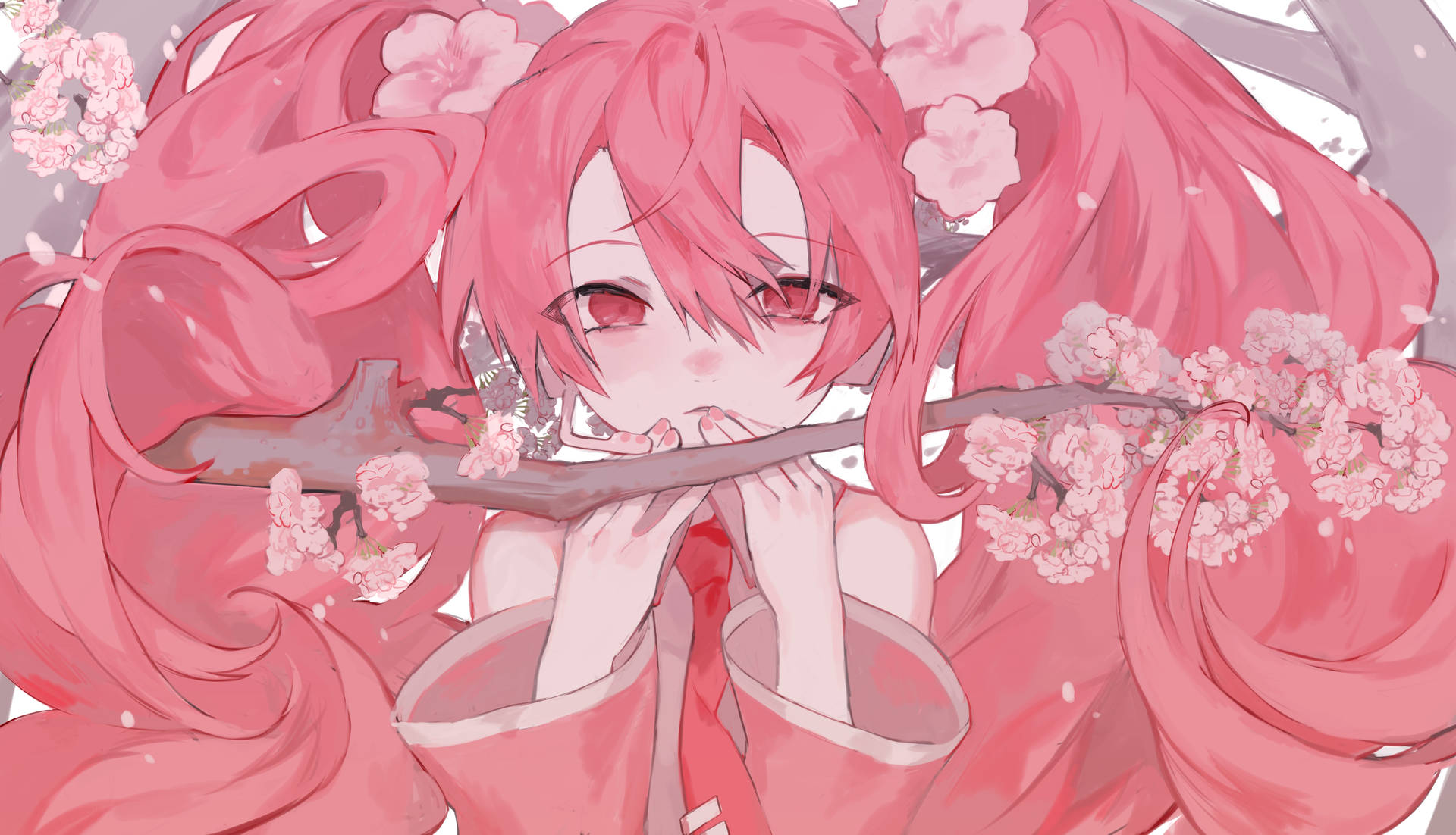 Pink Anime Aesthetic Sakura Miku Wallpaper