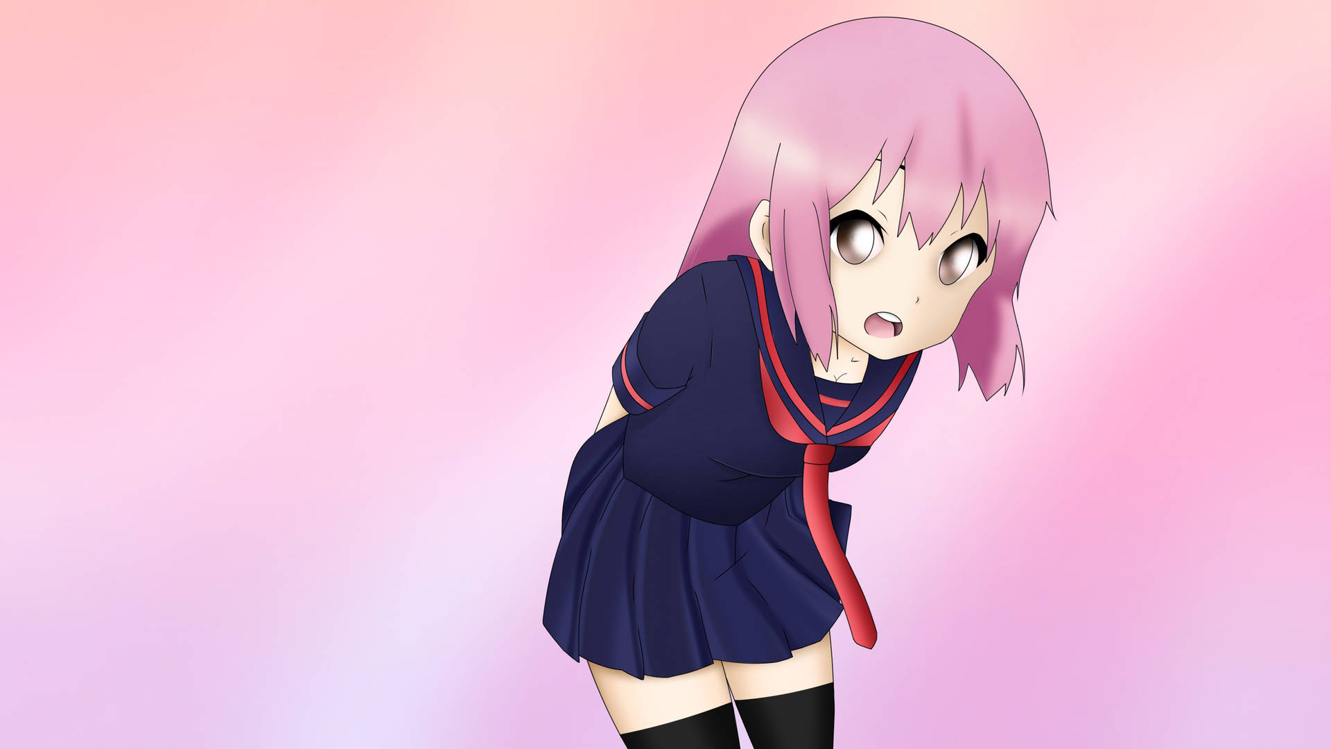 Pink Anime Aesthetic Schoolgirl Wallpaper