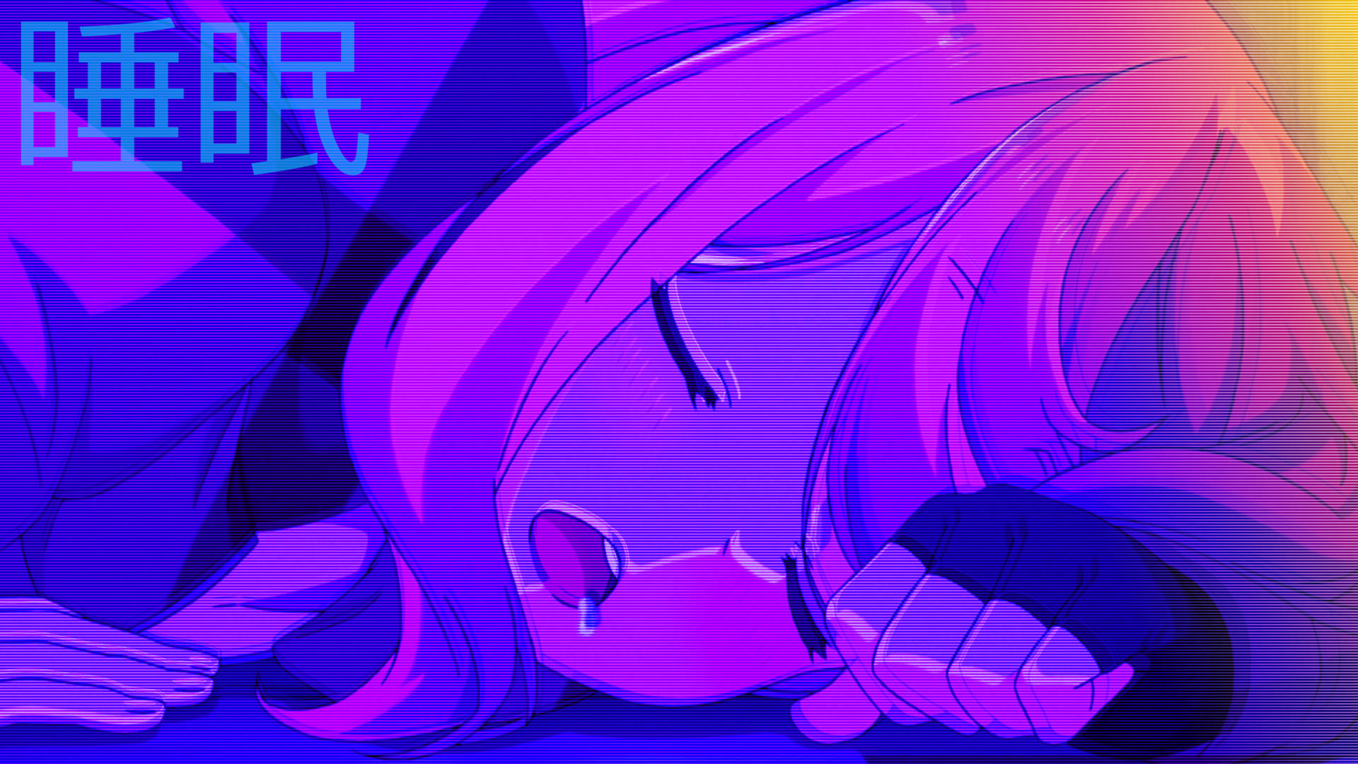 Pink Anime Æstetisk Sovende Pige Wallpaper