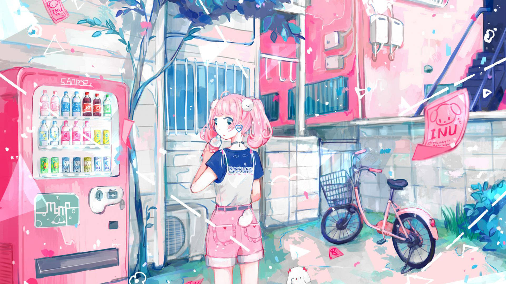 Pink Anime Aesthetic Vending Machine Wallpaper