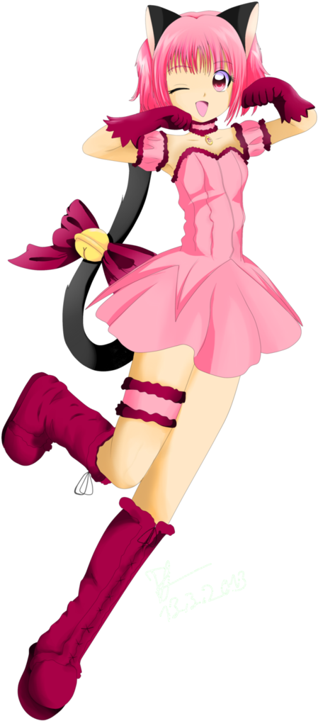 Pink Anime Cat Girl Dancing PNG