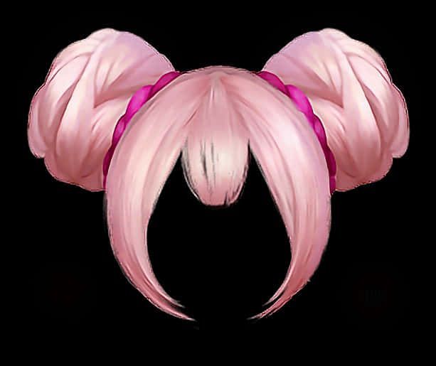Pink Anime Style Wig PNG