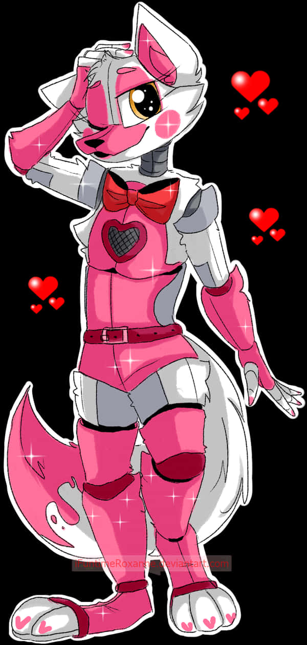 Pink Anthro Foxy Love PNG