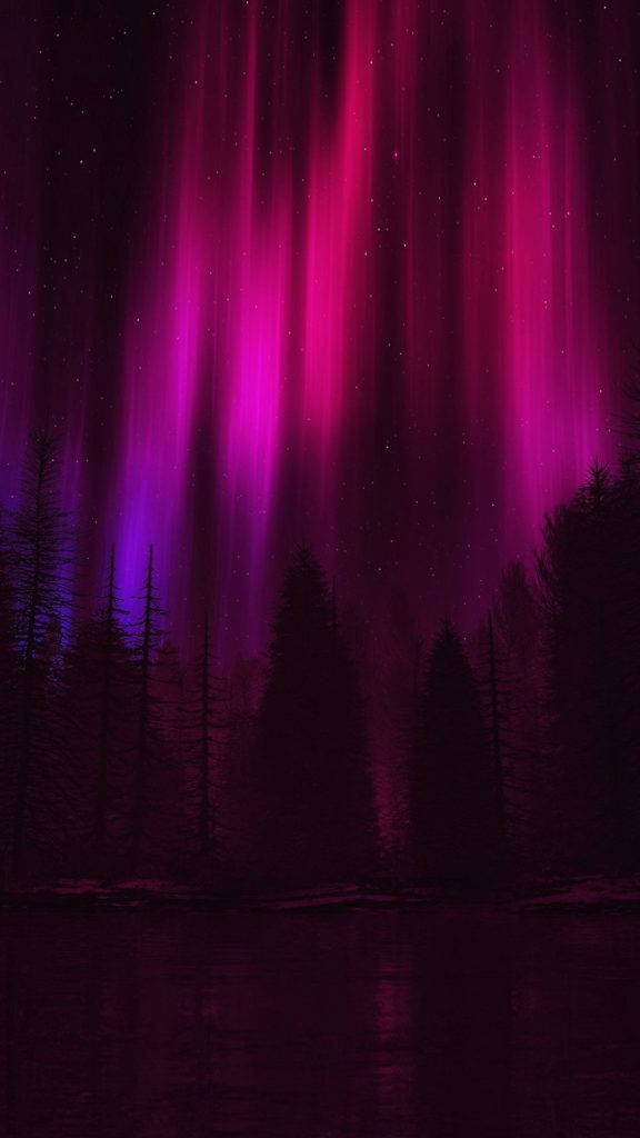 Pink Aurora Night Sky Art Iphone