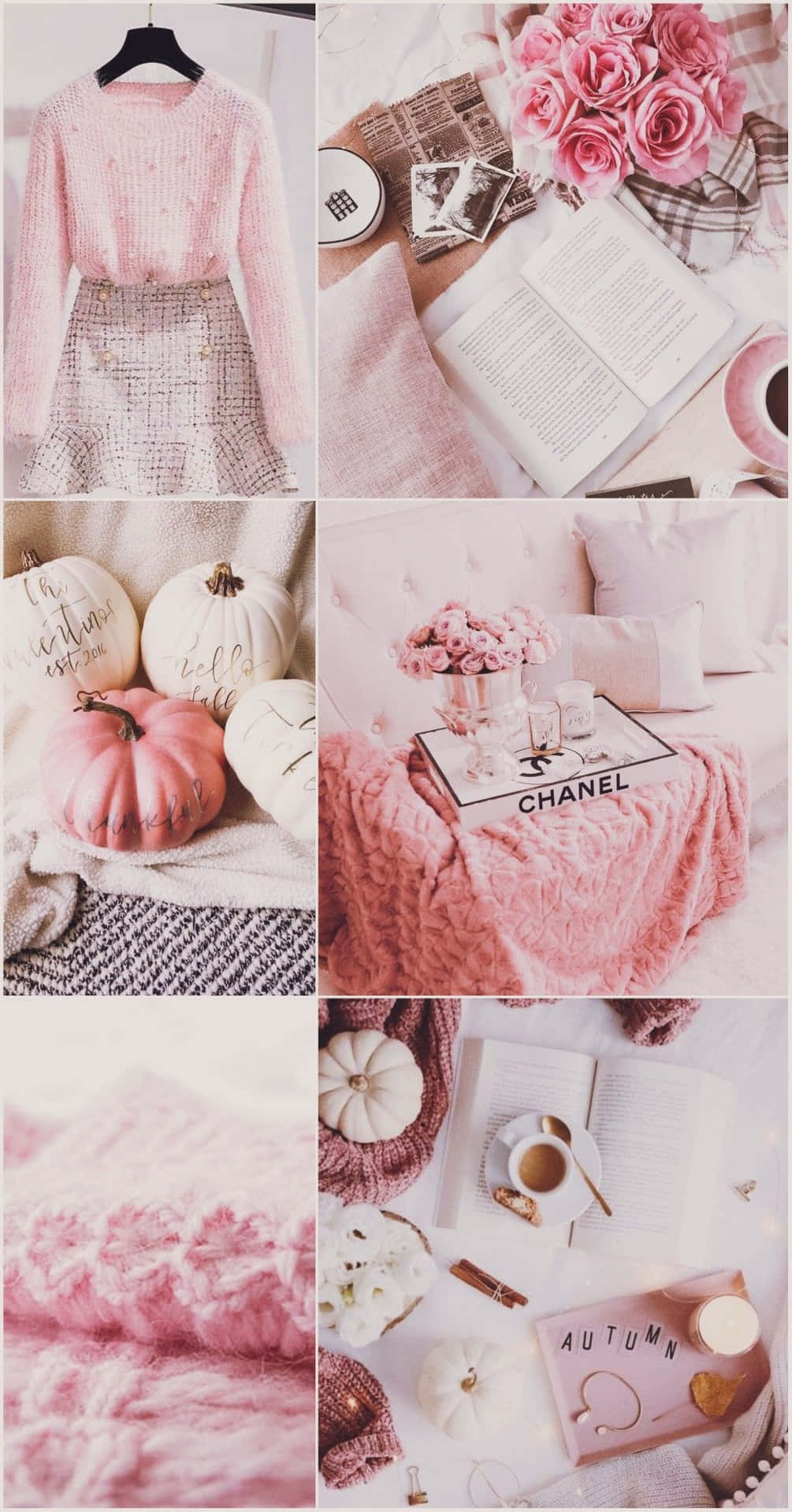 Pink Autumn Aesthetic Collage Wallpaper