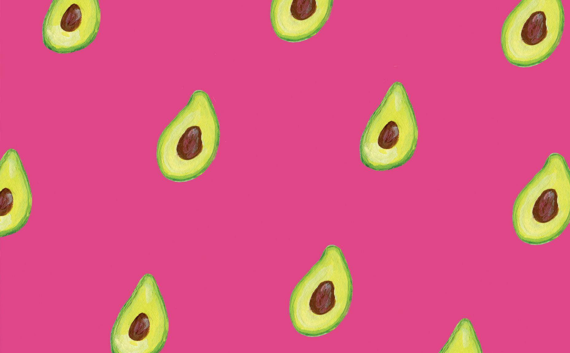 Pink Avocado Fruit Patterns Digital Painting Wallpaper