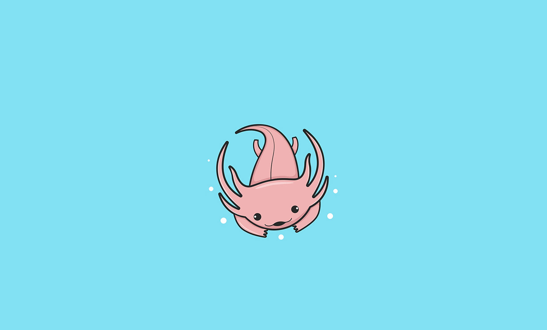 Pink Axolotl In Blue Wallpaper