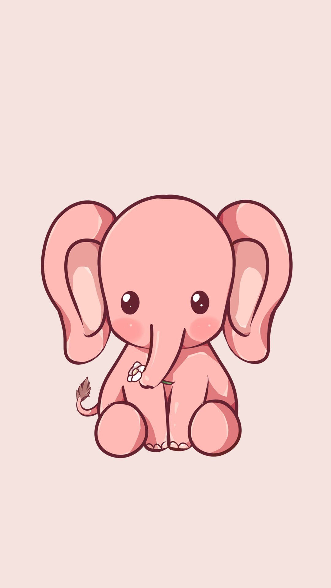 Pink Baby Elephant Cartoon IPhone Wallpaper