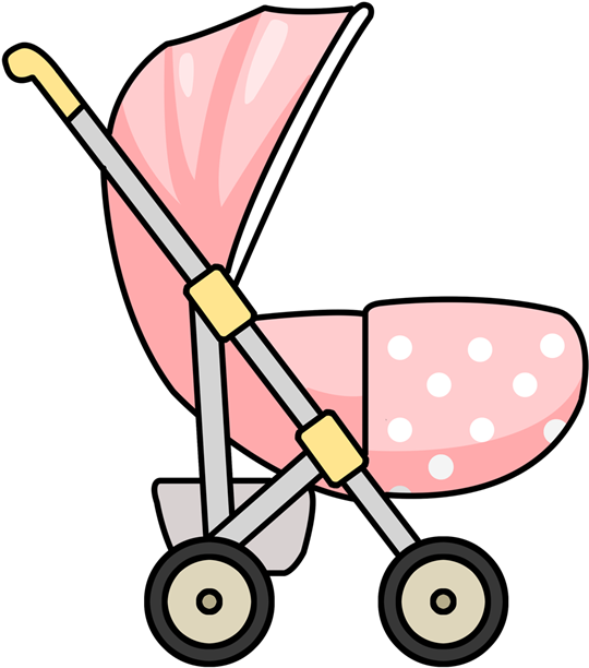 Pink Baby Stroller Cartoon PNG