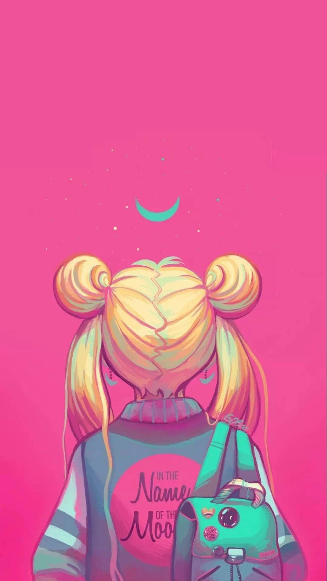 Pink Backdrop Sailor Moon iPhone Wallpaper
