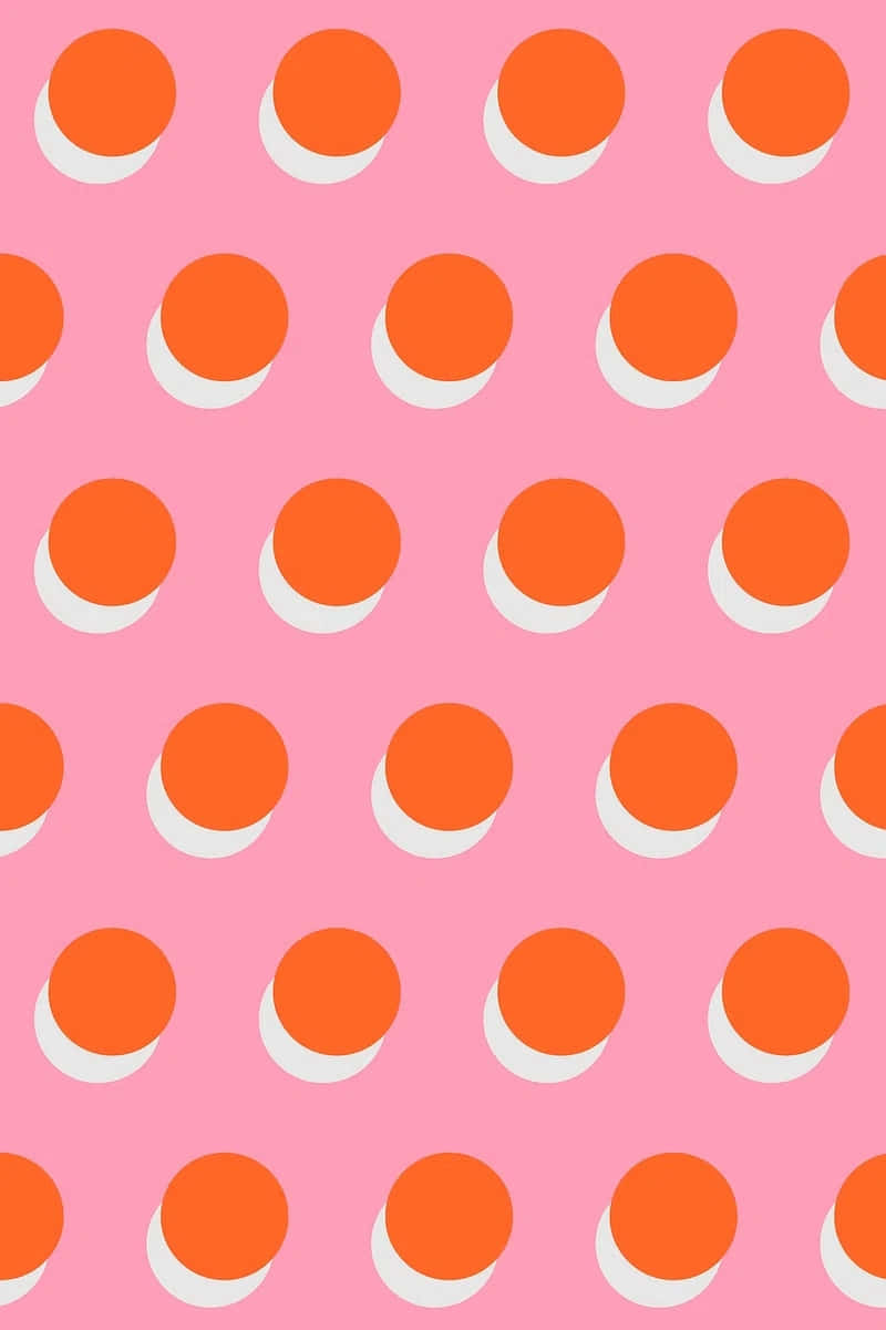 Pink Background Orange Circles Pattern Wallpaper