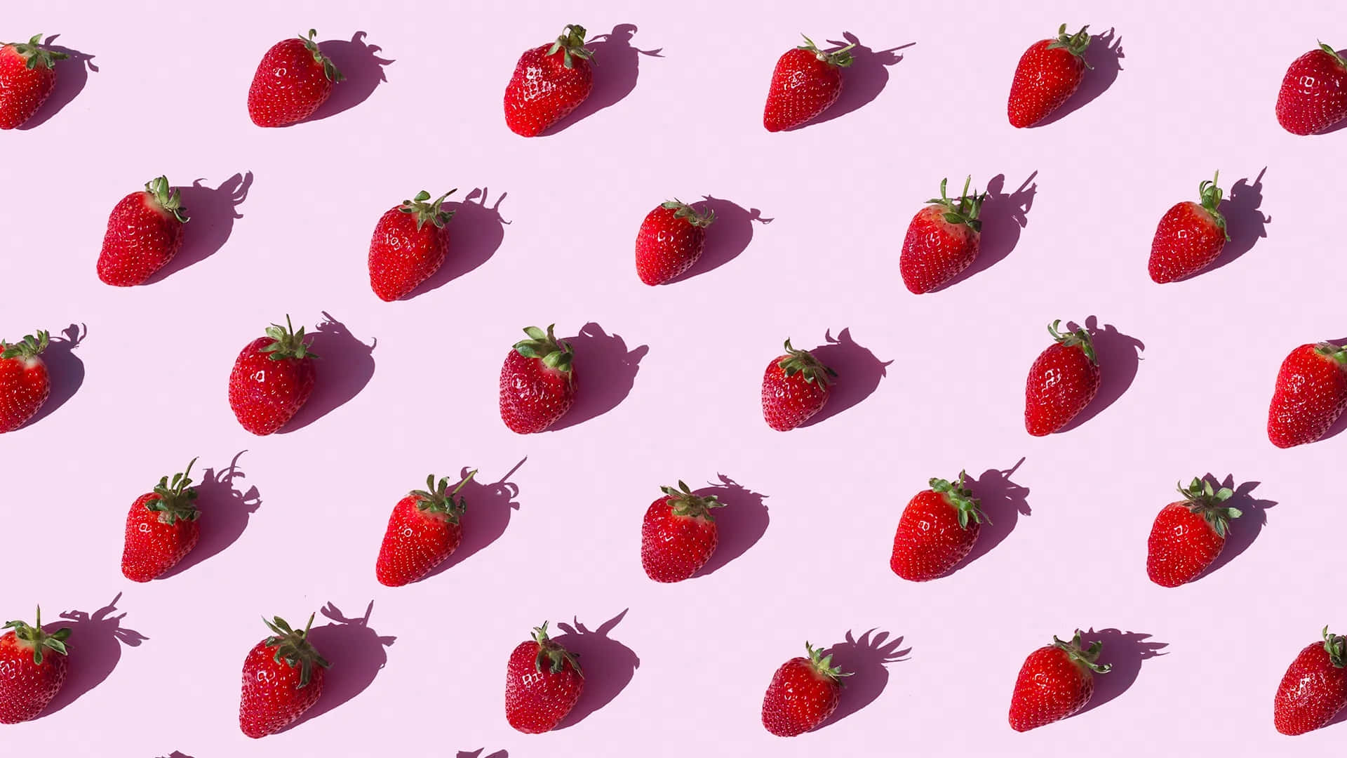 Pink Background Strawberries Pattern Wallpaper