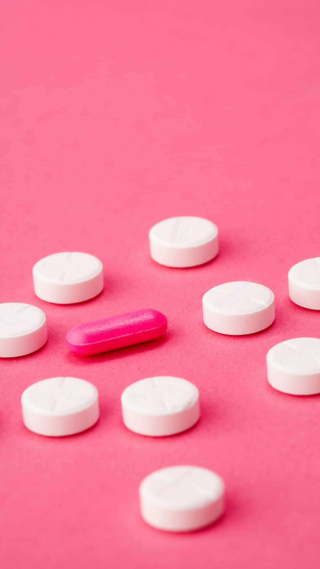 Pink Background White Pills One Pink Capsule Wallpaper